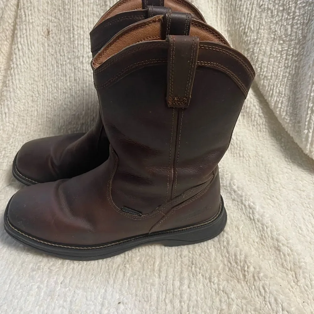 Ridgecut YMF2201 Waterproof Rancher Wellington Cowboy leather brown Boot SZ10.5M